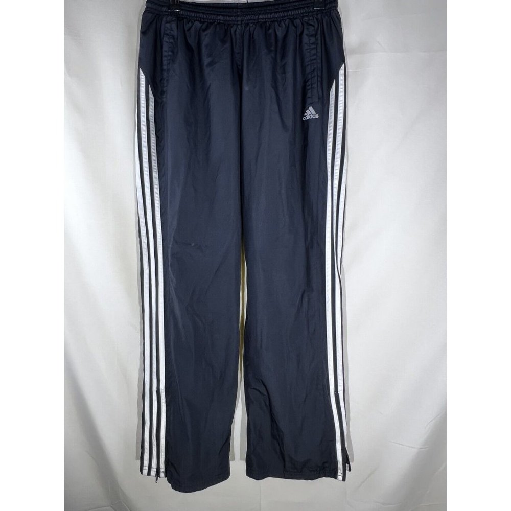 Adidas Athletic Track Pants Black White Striped